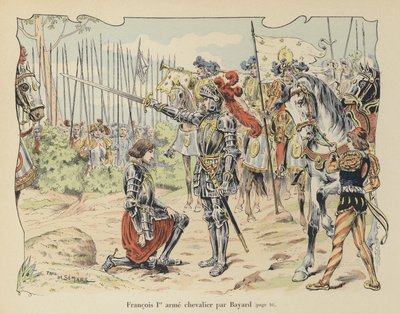 1515年、イタリアのマリニャーノの戦いの後、シュヴァリエドゥベヤードに騎士されたフランスのフランシス1世 作： Paul de Semant